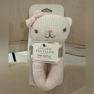 Baby Kitty Cat Rattle With Bow by Living Textiles NWT